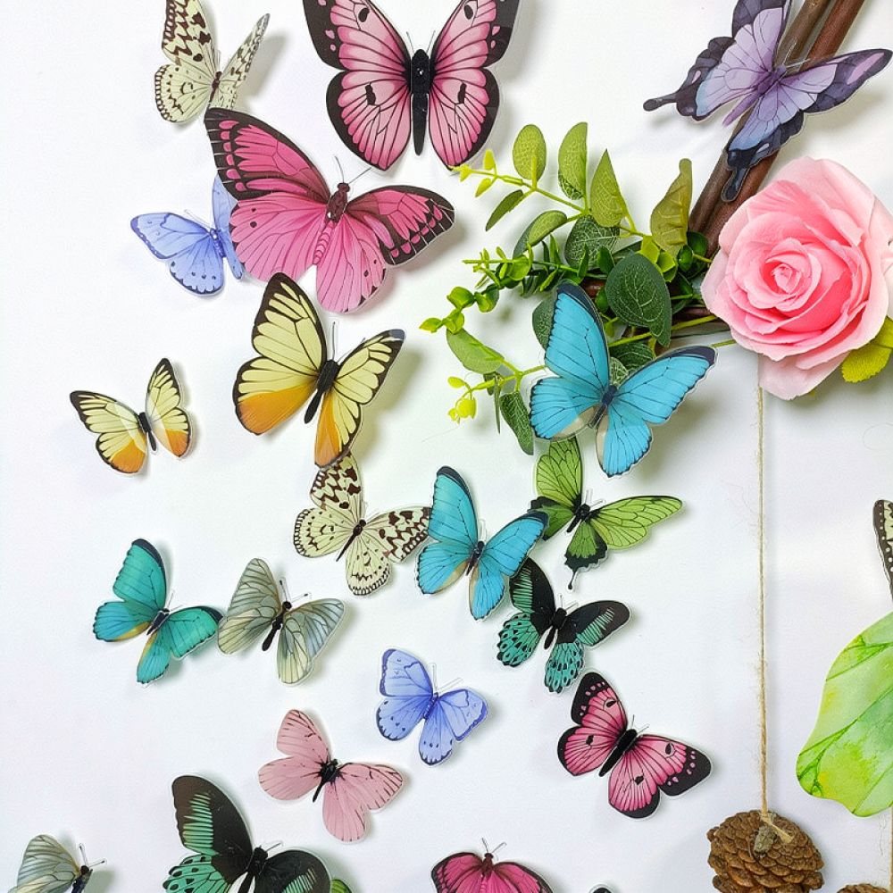 Art And Craft For Nursery - Yapay Kelebek PVC Duvar Sticker'ı, Renkli