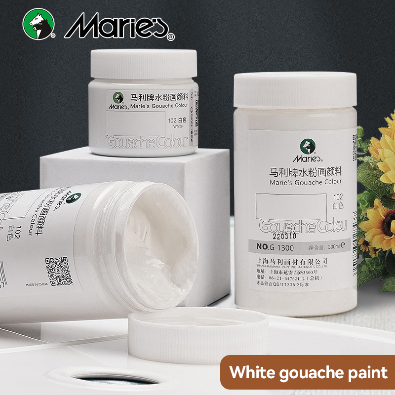 Gouache Paint Set - Beyaz Guaj Boya 100ml/300ml Şişeler Renkli