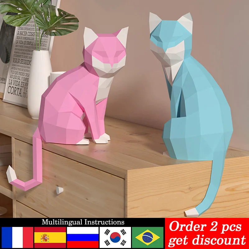 Art Craft Cardboard - 1 Çift Aşıklar Kedi Hayvan Dekor