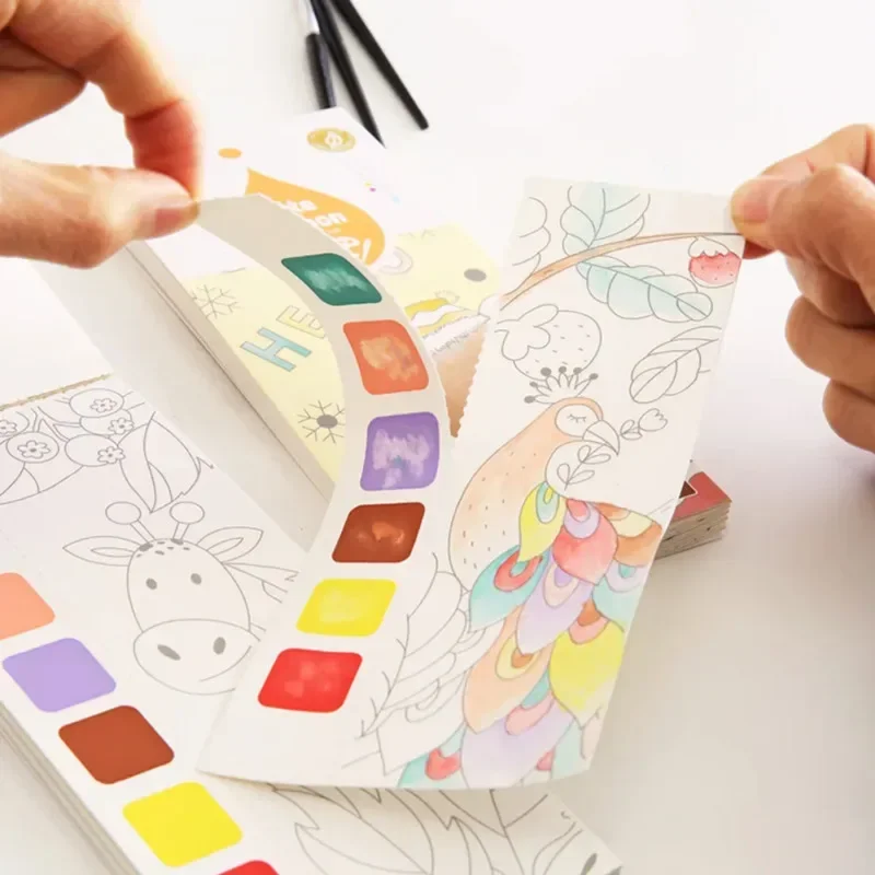 Gouache Paint Set - Çocuklar Taşınabilir Suluboya Boyama Kitabı Su