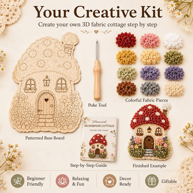3D Mantar Ev Poke Art DIY Kiti - Art Craft Kit incelemesi ve fiyatı