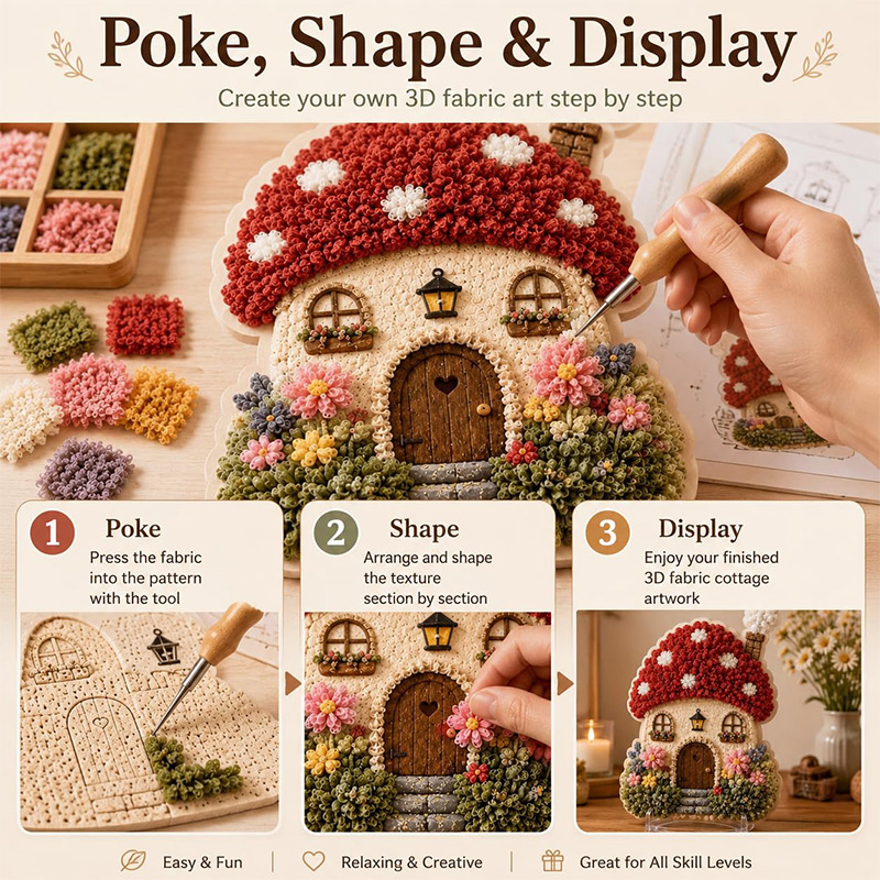3D Mantar Ev Poke Art DIY Kiti - Art Craft Kit incelemesi ve fiyatı